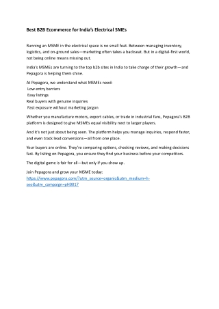 Best B2B Ecommerce for India’s Electrical SMEs