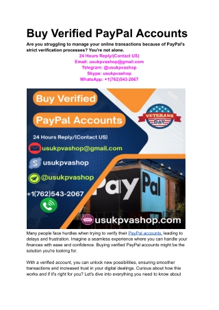 Buy Verified PayPal Accounts