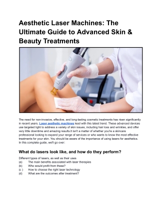 Aesthetic Laser Machines The Ultimate Guide to Advanced Skin & Beauty Treatments