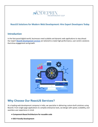 ReactJS Solutions for Modern Web Development_ Hire Expert Developers Today