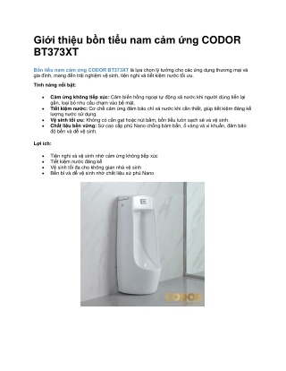 Bồn Tiểu Nam Cảm Ứng CODOR BT373XT