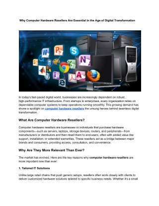 Why Computer Hardware Resellers Are Essential in the Age of Digital Transformation