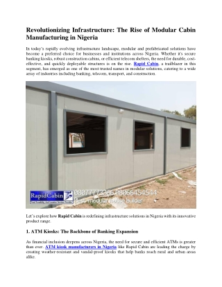Revolutionizing Infrastructure The Rise of Modular Cabin Manufacturing in Nigeria