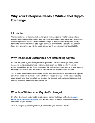 Why Your Enterprise Needs a White-Label Crypto Exchange