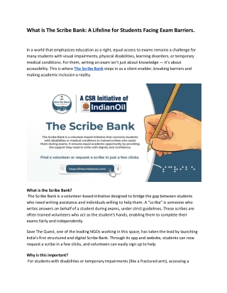 What The Scribe Bank A Lifeline for Students Facing Exam Barriers