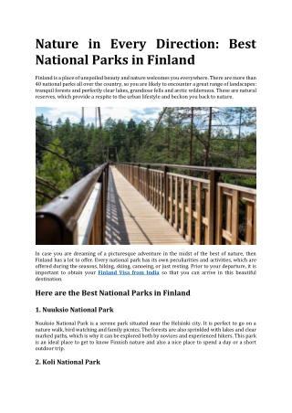 Nature in Every Direction: Best National Parks in Finland
