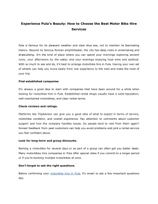 Experience Pula’s Beauty_ How to Choose the Best Motor Bike Hire Services