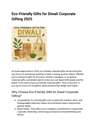 Eco-Friendly Gifts for Diwali Corporate Gifting 2025