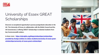 University of Essex GREAT Scholarships