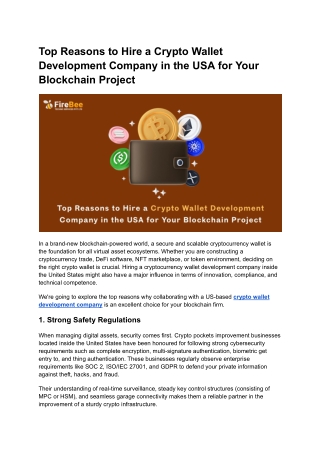 Top Reasons to Hire a Crypto Wallet Development Company in the USA for Your Blockchain Project
