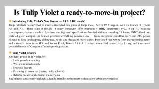 Is Tulip Violet a ready-to-move-in project