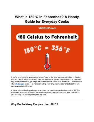 What Is 180°C in Fahrenheit? A Handy Guide for Everyday Cooks