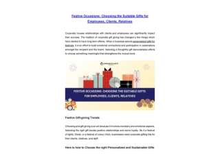 Festive Occasions Choosing the Suitable Gifts for Employees, Clients, Relatives
