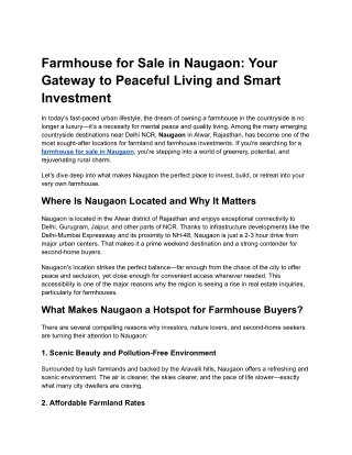 Farmhouse for Sale in Naugaon_ Your Gateway to Peaceful Living and Smart Investment