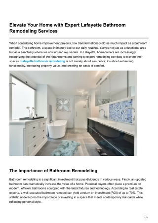 Elevate Your Home with Expert Lafayette Bathroom Remodeling Services