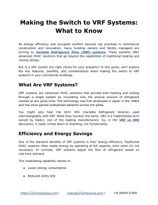 Making the Switch to VRF Systems: What to Know