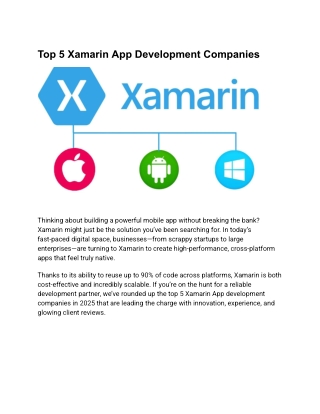 Top 5 Xamarin App Development Companies