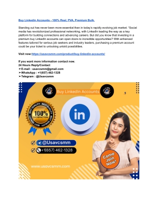Buy Linkedin Accounts - 100% Real, PVA, Premium Bulk.