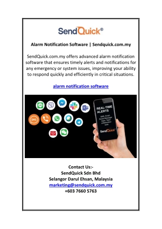 Alarm Notification Software | Sendquick.com.my