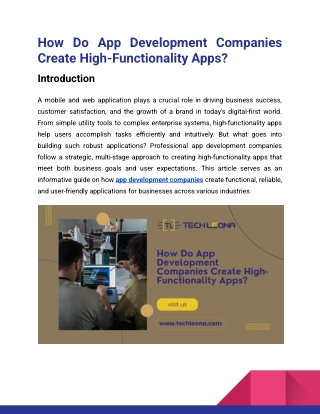 How Do App Development Companies Create High-Functionality Apps_Tech Leona