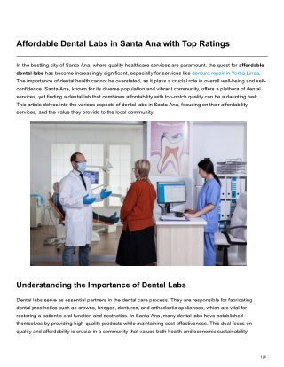Affordable Dental Labs in Santa Ana with Top Ratings