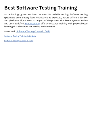 Best Software Testing Training