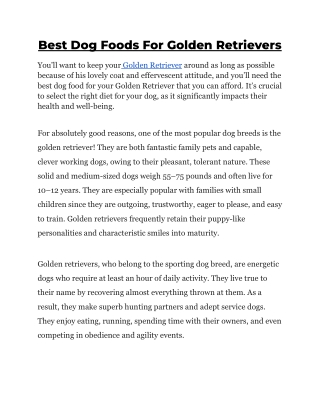 Best Dog Foods For Golden Retrievers