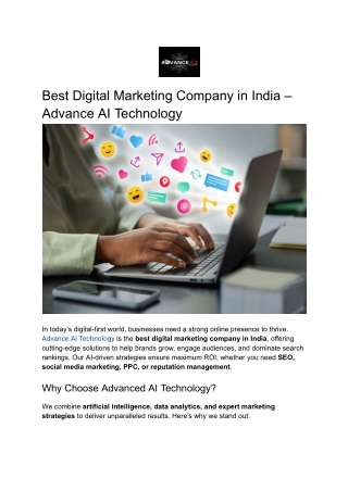 Best Digital Marketing Company in India - Advance AI Technology