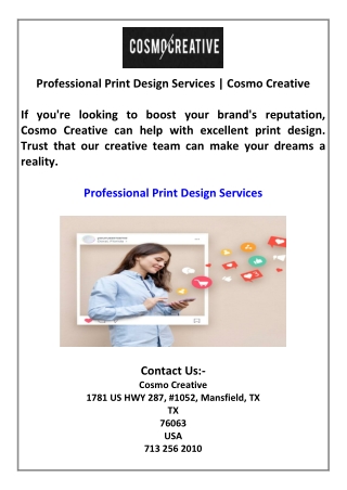 Professional Print Design Services  Cosmo Creative