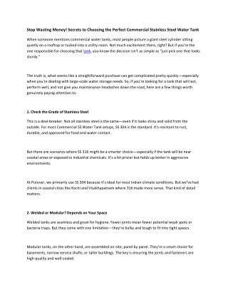 Stop Wasting Money Perfect Commercial Stainless Steel Water Tank