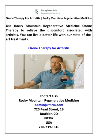Ozone Therapy For Arthritis  Rocky Mountain Regenerative Medicine