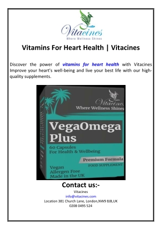 Vitamins For Heart Health | Vitacines