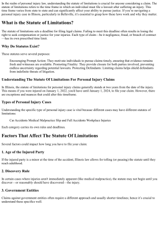 .Understanding The Statute Of Limitations For Personal Injury Claims.