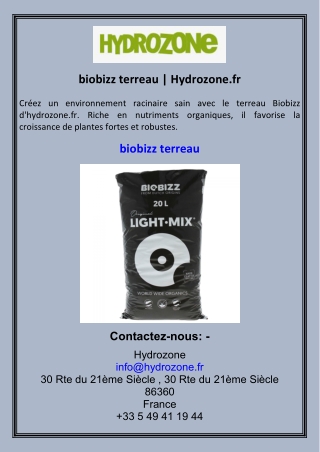 biobizz terreau  Hydrozone.fr