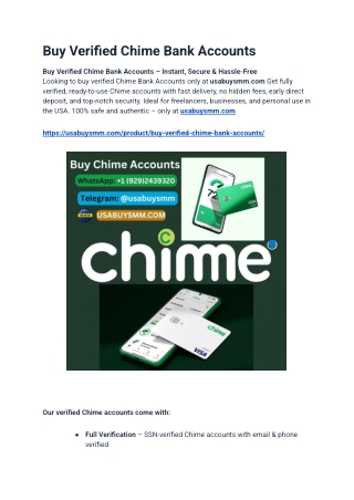 Verified Chime Accounts for Sale – Trusted, Secure & Affordable