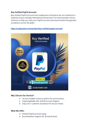 Buy PayPal Account with Full Verification – Worldwide Access
