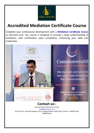 Accredited Mediation Certificate Course