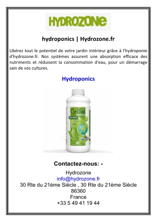 hydroponics  Hydrozone.fr