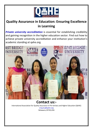Quality Assurance in Education: Ensuring Excellence in Learning