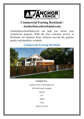 Commercial Fencing Rockland  Anchorfenceofrockland.com