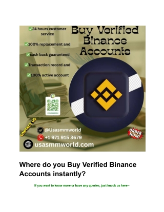 Where do you Buy Verified Binance Accounts instantly_