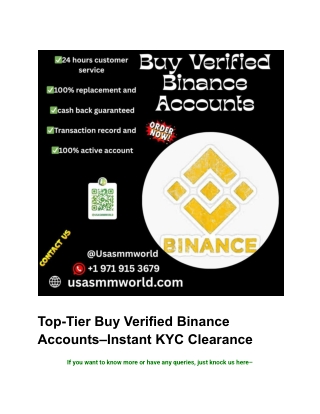 Top-Tier Buy Verified Binance Accounts–Instant KYC Clearance