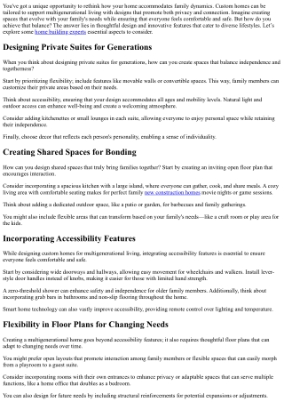 How Custom Homes Can Adapt to Multigenerational Living