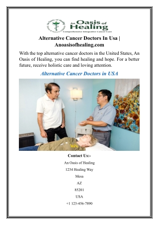 Alternative Cancer Doctors In Usa  Anoasisofhealing.com