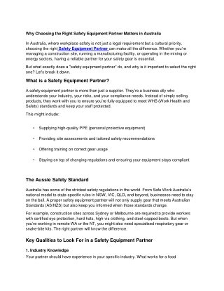 safety equipment partner