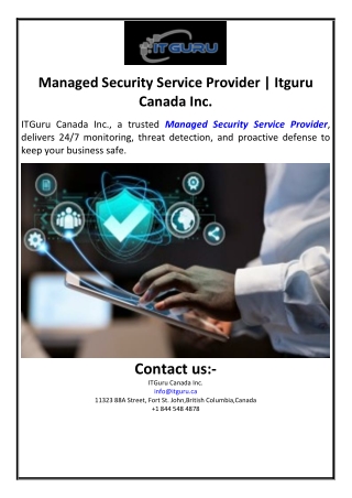 Managed Security Service Provider | Itguru Canada Inc.