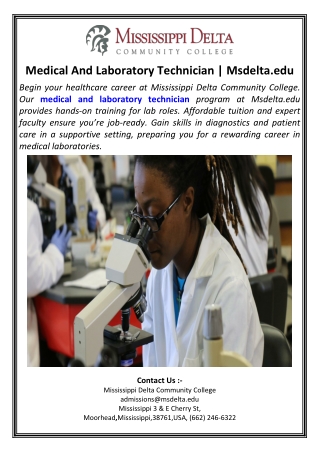 Medical And Laboratory TechnicianMsdelta.edu