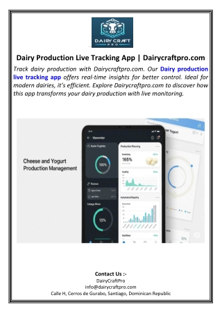 Dairy Production Live Tracking App.Dairycraftpro