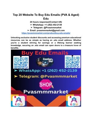 Top 20 Website To Buy Edu Emails (PVA & Aged) Edu