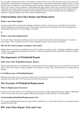 Navigating the World of DIY vs Professional Auto Glass Repair Costs